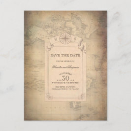 Cartão Postal De Anúncio Vintage World Map Old Save Date