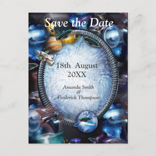 Cartão Postal De Anúncio Visitantes do Espaço da Galáxia (Frente)