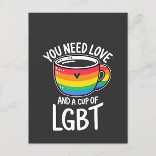 Cartão Postal De Anúncio Você precisa de amor e uma taça de orgulho LGBT Mê