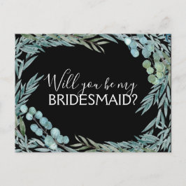 Cartão Postal De Anúncio Você Será Minha Dama de Honra Eucalipto Folhagem