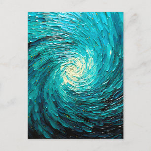 Cartão Postal De Anúncio Vórtice Abstrato de Oceano Turquesa