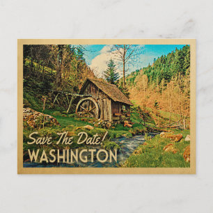 Cartão Postal De Anúncio Washington Save The Date Cabana Rústica Mill Woods