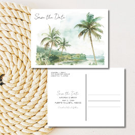 Cartão Postal De Anúncio Watercolor Beach Wedding Salva o Cartão-Postal