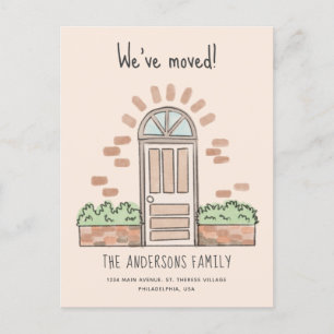 Cartão Postal De Anúncio Watercolor Brown Door Playful (Porta Marrom com a 