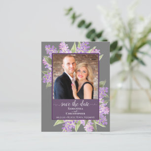 Cartão Postal De Anúncio Watercolor Lilacs Casamento Salva a Cinza de Fotog