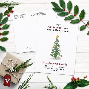 Cartão Postal De Anúncio Watercolor Pine Christmas Tree New Home Holiday
