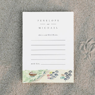 Cartão Postal De Anúncio Watercolor Positano Beach Advice and Wish Card