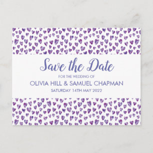 Cartão Postal De Anúncio Watercolour Heart Save the Date Card