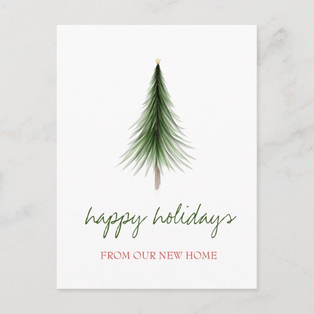 Cartão Postal De Anúncio We Have Moved,Christmas Pine Tree Holiday (Frente)
