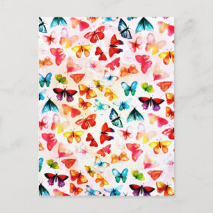 Cartão Postal De Anúncio Whimi Rainbow Forest Butterfly Aquarela