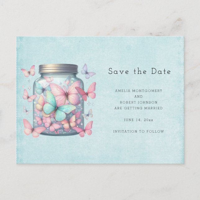 Cartão Postal De Anúncio Whimsical Butterflies in a Jar (Frente)