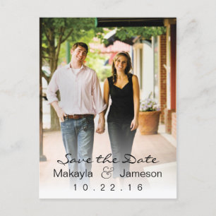 Cartão Postal De Anúncio White Fade Photo Save the Date Postcard