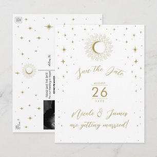 Cartão Postal De Anúncio White Gold Celestial Sunburst Foto Save The Date