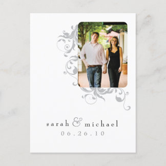 Cartão Postal De Anúncio White Photo Save the Date (A foto branca salva a d