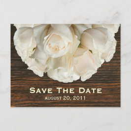 Cartão Postal De Anúncio White Roses & Barnwood Salve O Cartão-Postal De Da