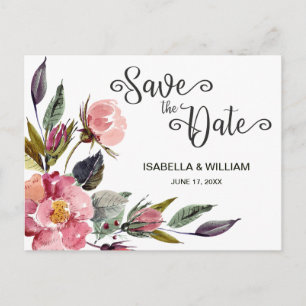 Cartão Postal De Anúncio Wildflower Summer Boho Salvar o Casamento da Data