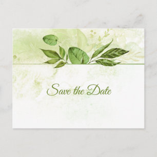 Cartão Postal De Anúncio Wildwood Botanicals Greenery Rústica Salve a Data