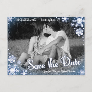 Cartão Postal De Anúncio Winter Save the Date Postcard Snowflake Custom