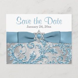 Cartão Postal De Anúncio Winter Wonderland Bat Mitzvah Save the Date Card