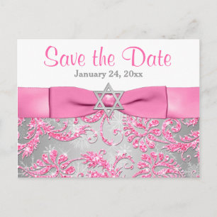 Cartão Postal De Anúncio Winter Wonderland Bat Mitzvah Save the Date Card