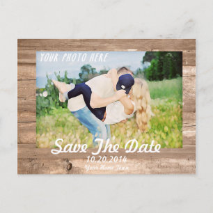 Cartão Postal De Anúncio Wooden Salve a data White