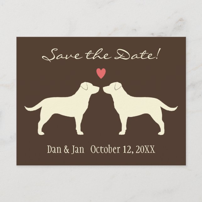Cartão Postal De Anúncio Yellow Labrador Retrievers Wedding Date (Salvar da (Frente)