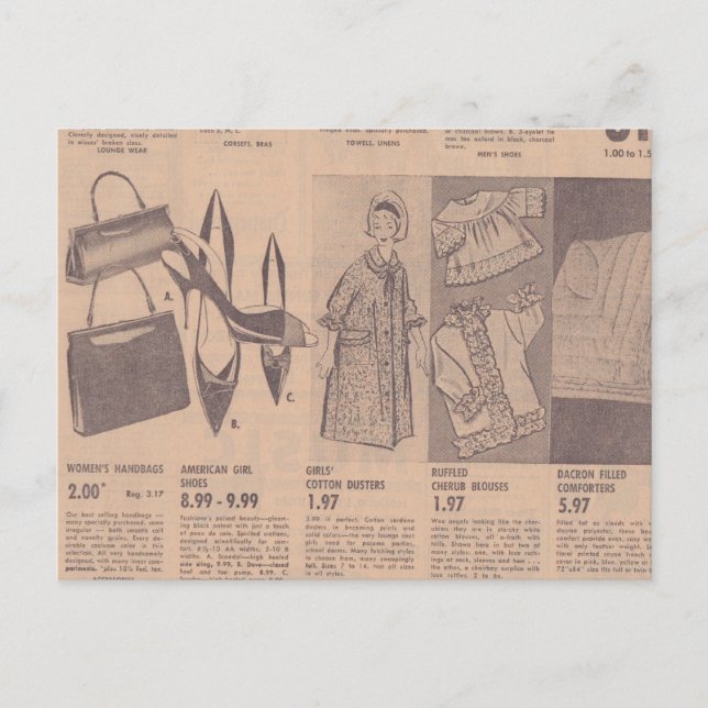 Cartão postal de anúncios de jornal antigo (Frente)