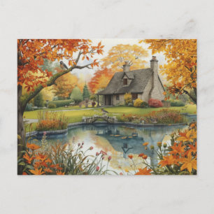 Cartão postal de aquarela da casa da natureza do p