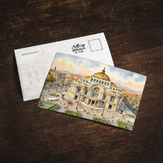 Cartão Postal de Aquarela da Cidade do México