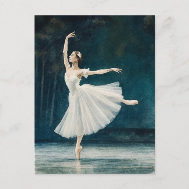 Cartão postal de aquarela de Ballet Bailarina (Frente)