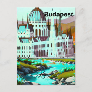 Cartão postal de aquarela de Budapeste Hungria Via