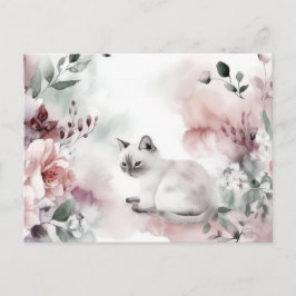 Cartão Postal de Aquarela de Gato