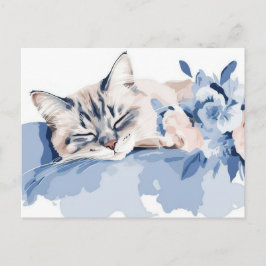 Cartão Postal de Aquarela de Gato