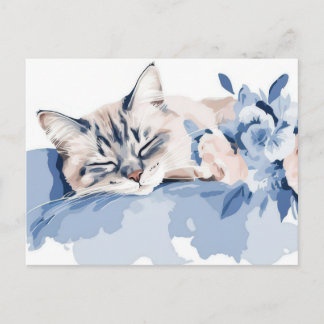 Cartão Postal de Aquarela de Gato