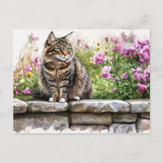 Cartão Postal de Aquarela de Gato