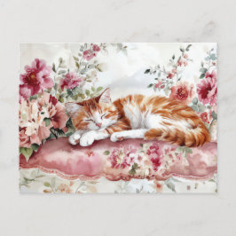 Cartão Postal de Aquarela de Gato