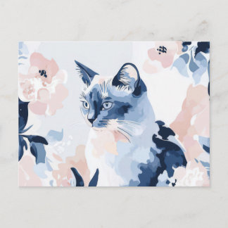 Cartão Postal de Aquarela de Gato