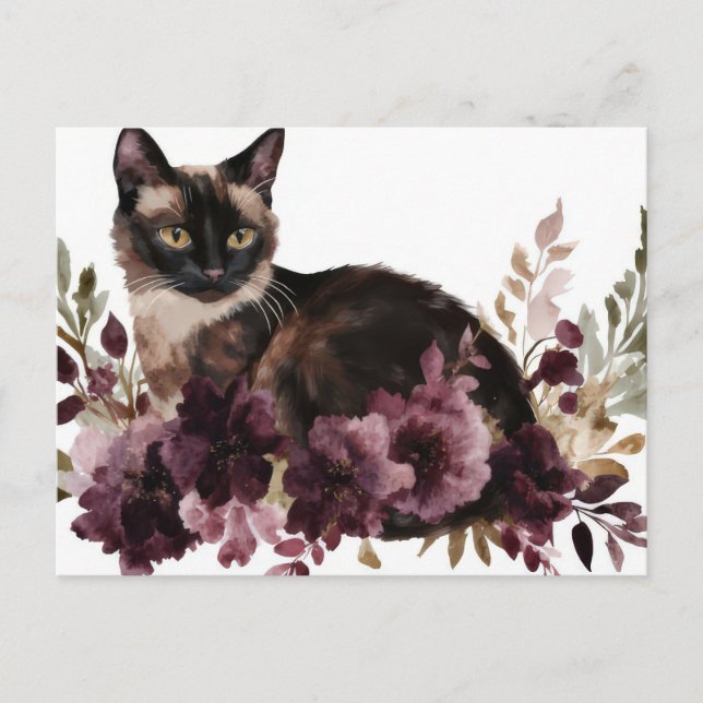Cartão Postal de Aquarela de Gato  (Frente)