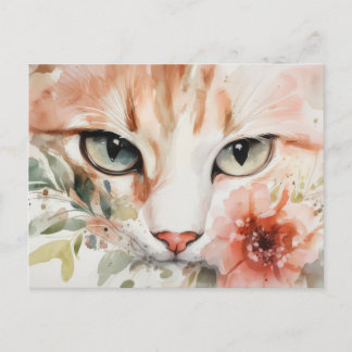 Cartão Postal de Aquarela de Gato