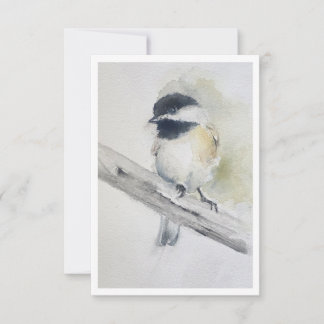 Cartão Postal de Aquarela do Chapim-de-cabeça-pret