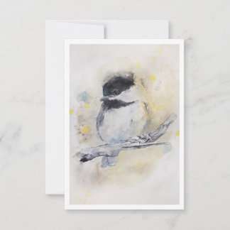 Cartão Postal de Aquarela do Chapim-de-cabeça-pret