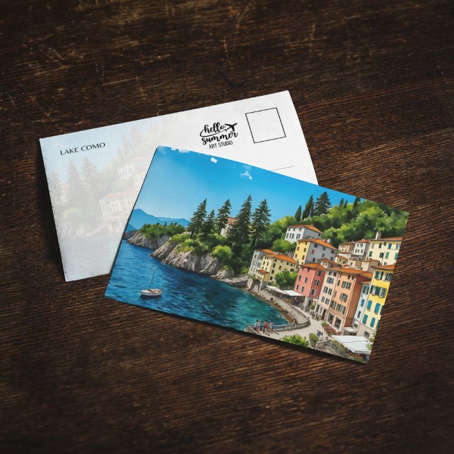 Cartão Postal de Aquarela do Lago Como Itália (Criador carregado)