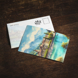 Cartão Postal de Aquarela do Lago Genebra