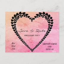 Cartão postal de aquarela rosa Heart by hearts