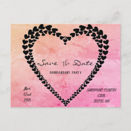 Cartão postal de aquarela rosa Heart by hearts