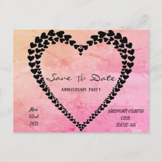 Cartão postal de aquarela rosa Heart by hearts