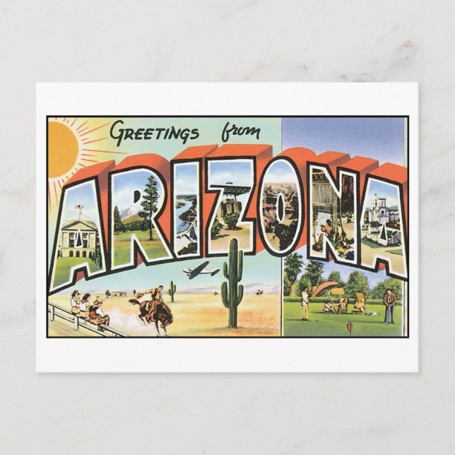 Cartão postal de Arizona Vintage (Frente)
