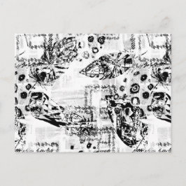Cartão Postal de Arte Abstrata Preto e Branco Mode