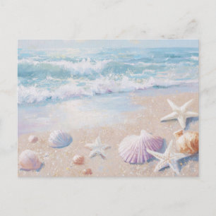 Cartão postal de arte costeira de conchas em aquar