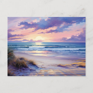 Cartão postal de arte costeira do pôr do sol em aq
